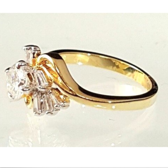 Gold Plated Cocktail  Ring CZ Sizes 5 8 11 12 - Picture 2 of 8